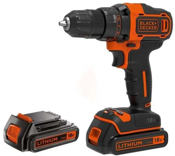 Black & Decker Juodas & Decker Akumuliatorinis suktuvas-gręžtuvas Juodas & Decker BDCDD186B-QW; 18 V; 2x1,5 Ah akum.