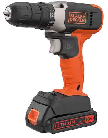 Black & Decker Juodas & Decker Suktuvas-gręžtuvas Juodas & Decker BCD001C1-QW; 18 V; 1x1,5 Ah akum.+ pakrovėjas