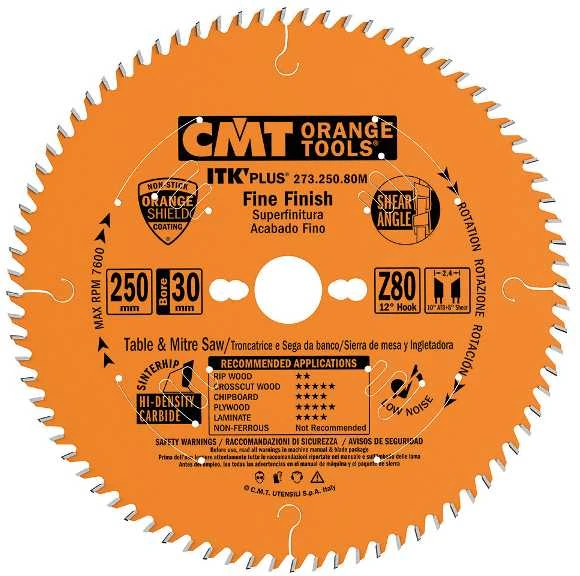 Pjovimo diskas ITK PLUS HW 250X2,4x30mm Z80 10°ATB, CMT