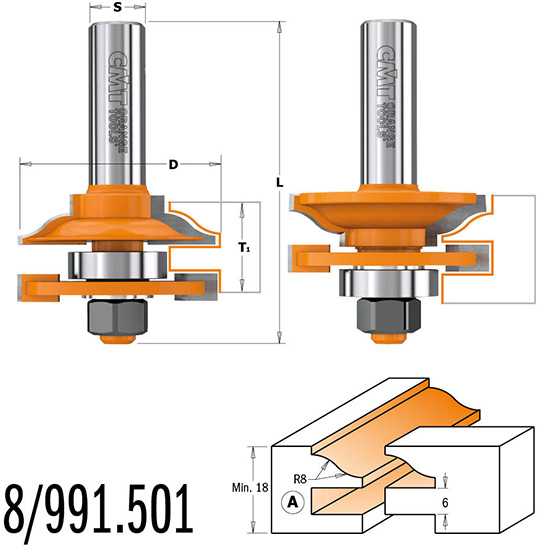Sujungimų freza TCT- S=12 D=44.4 (A), CMT