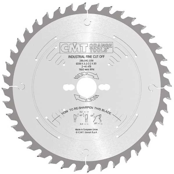 Diskas pjovimo HW 254x2.4x30 Z=48 a -5° Neg. b 15° ATB, CMT