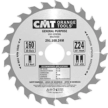 Pjovimo diskas medienai CMT 291; 160x2,2x30; Z24; 15°