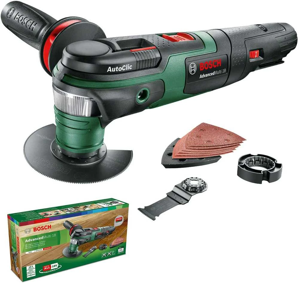 Bosch AdvancedMulti 18 rinkinys su pjovimo ir šlifavimo priedais