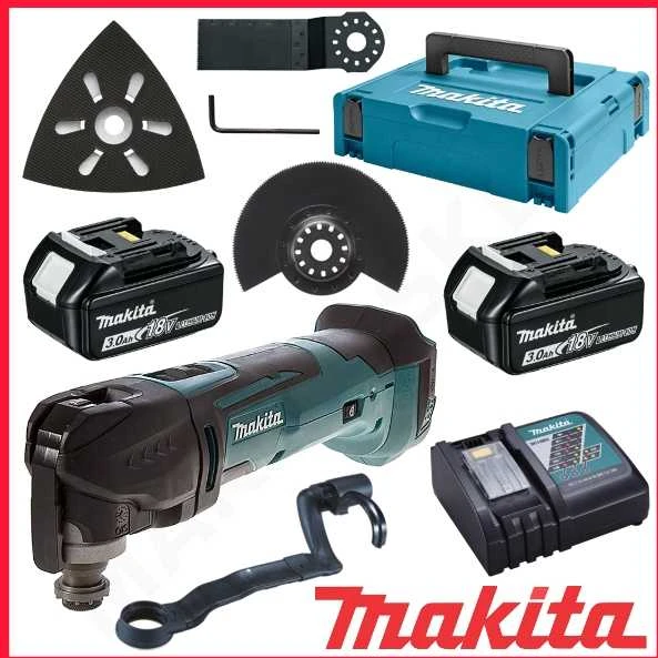 MAKITA DAUGIAFUNKCINIS ĮRANKIS 18V 2 x 3.0Ah Li-ION + PRIEDAI + MAKPAC DĖKLAS