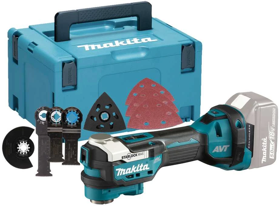 Makita DTM52ZJX4 Akumuliatorinis universalus švytuoklinis įrankis 18V, 10000-20000 jud/min, judesio kampas 3,2°,Starlock MAX, BL-motor, Be akumuliatorių ir kroviklio!