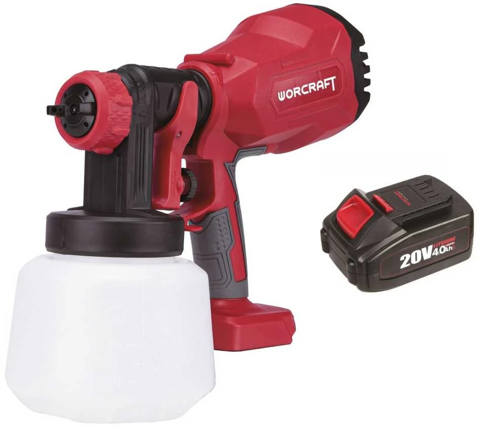 Akumuliatorinis dažų purkštuvas WORCRAFT 20V (be akumuliatoriaus)