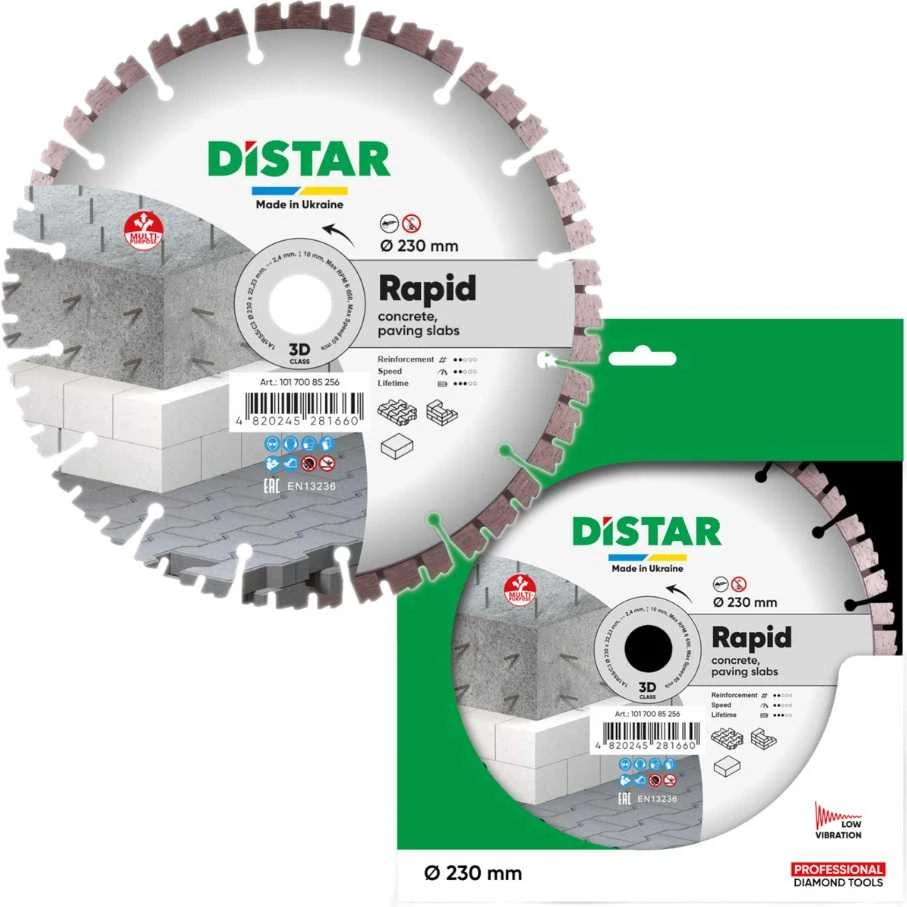 230 x 22.23 mm Distar RAPID universalus deimantinis pjovimo diskas betonui, plytoms