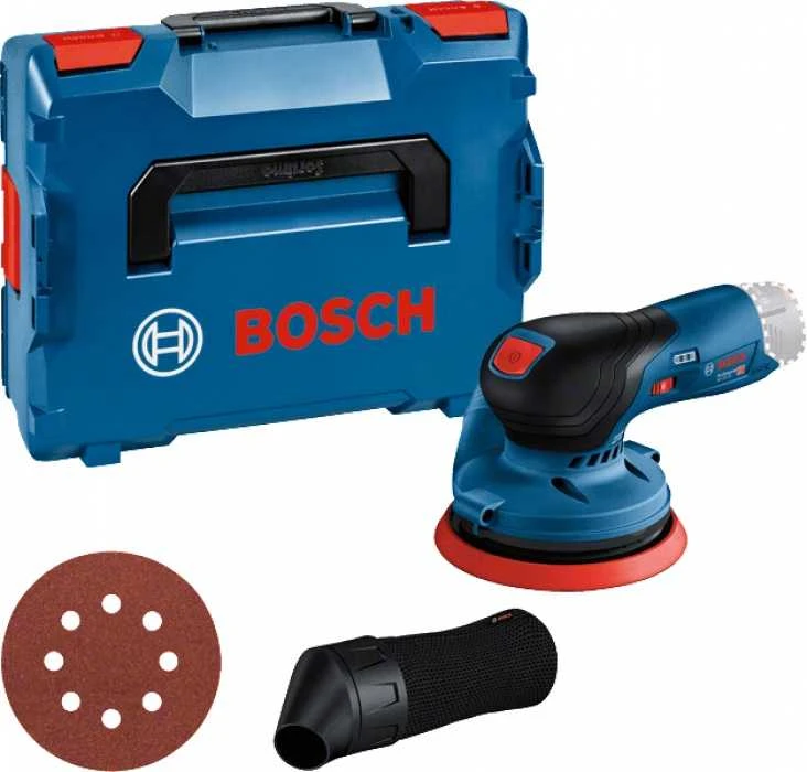 Bosch GEX 12V-125 komplektas su lagaminu