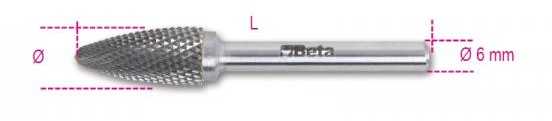 BETA PILNIK / FREZ SUKAMASIS ŁUKOWY ZAOKRĄGLONY 6 x 19mm TRZPIEŃ 6mm 426MD/FA6