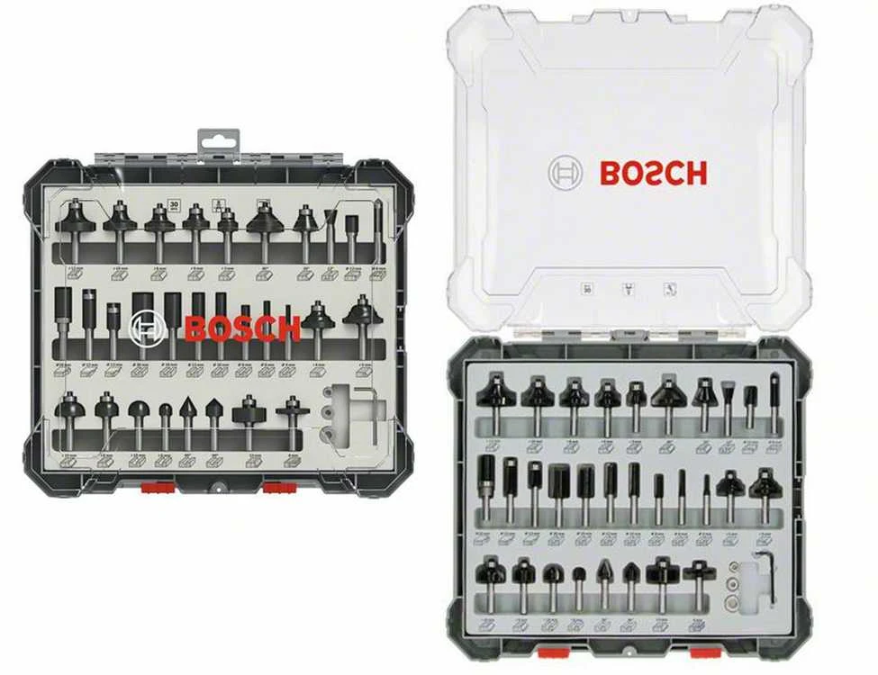 Bosch frezų rinkinys, 30 vnt., mišrus, 8 mm kotu, 2607017475