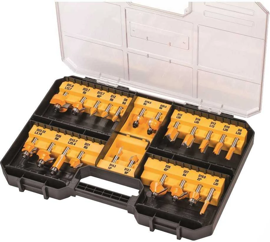 DeWalt Frezų rinkinys medienai DT90017-QZ, 22 vnt. 8mm