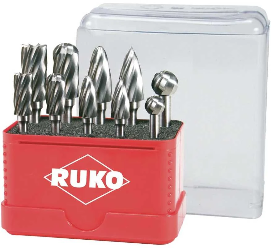 10 dalių kietmetalių frezų rinkinys RUKO