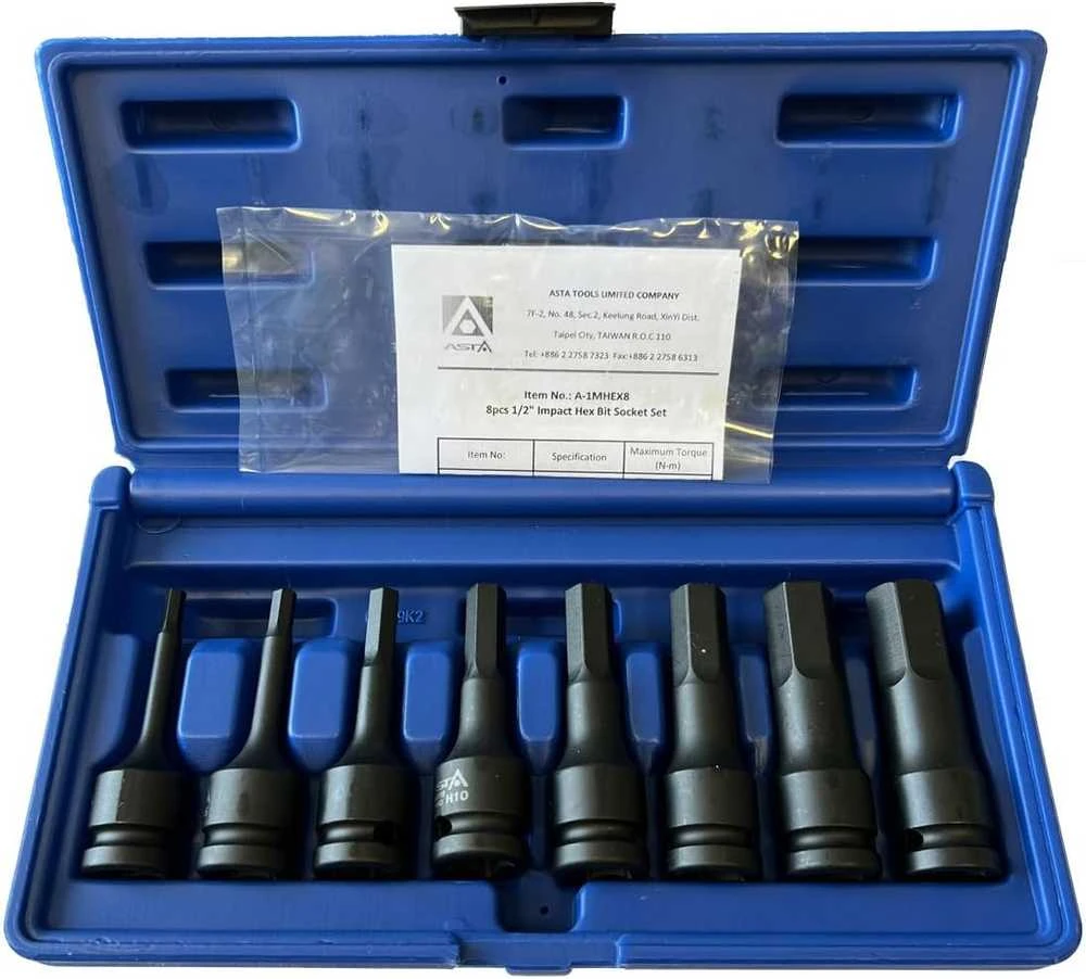 ASTA 1/2 "HEX / IMBUS IMPACT SOCETS 8vnt.