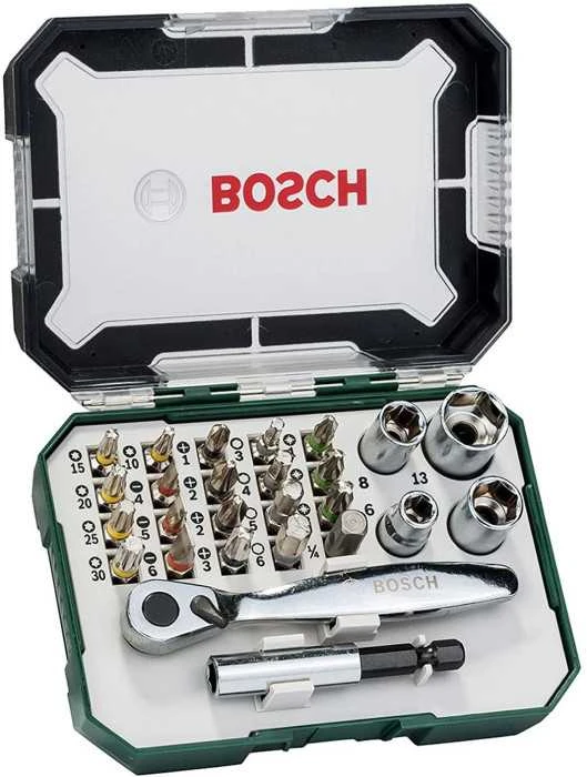 Bosch 26 dalių priedų kompl. su atsuktuvu