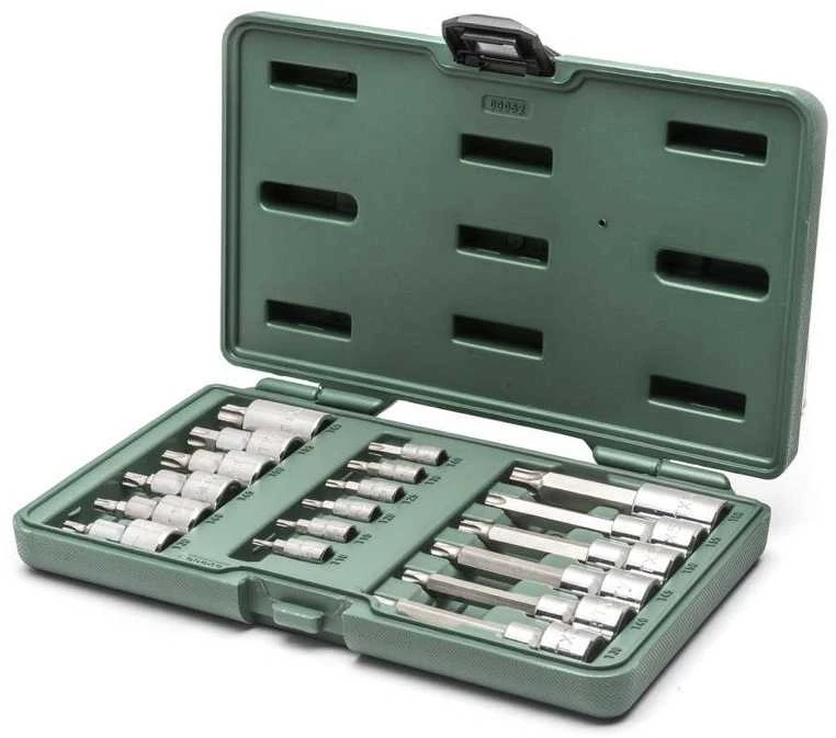 Galvučių su antgaliais rinkinys Sata S09052; 1/4''+1/2''; 18 vnt.