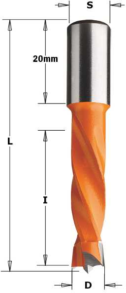 Spiralinis medžio grąžtas TCT D=5X57,5 S=10X20 RH, CMT