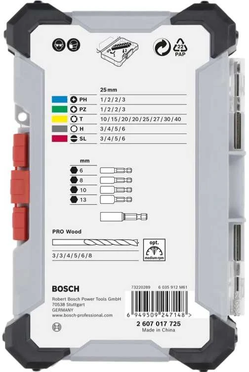Bosch 35 dalių komplektas medžio grąžtai, antg.