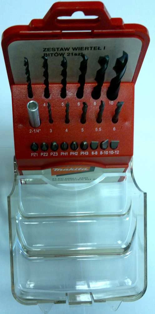 Grąžtas Grąžtų ir sukimo antgalių rinkinys Makita P-30829 21 dalies