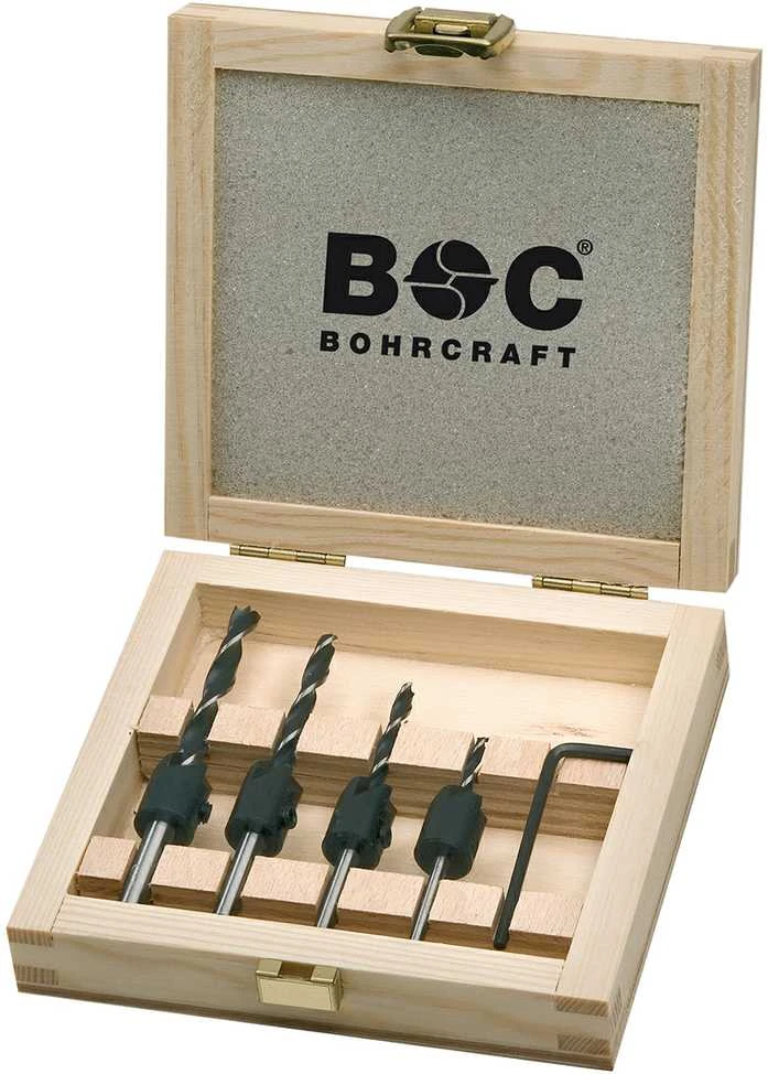Grąžtas Medžio grąžtų su gilintuvu rinkinys Bohrcraft medinėje dėžutėje 5 vnt. 3-4-5-6/12 mm
