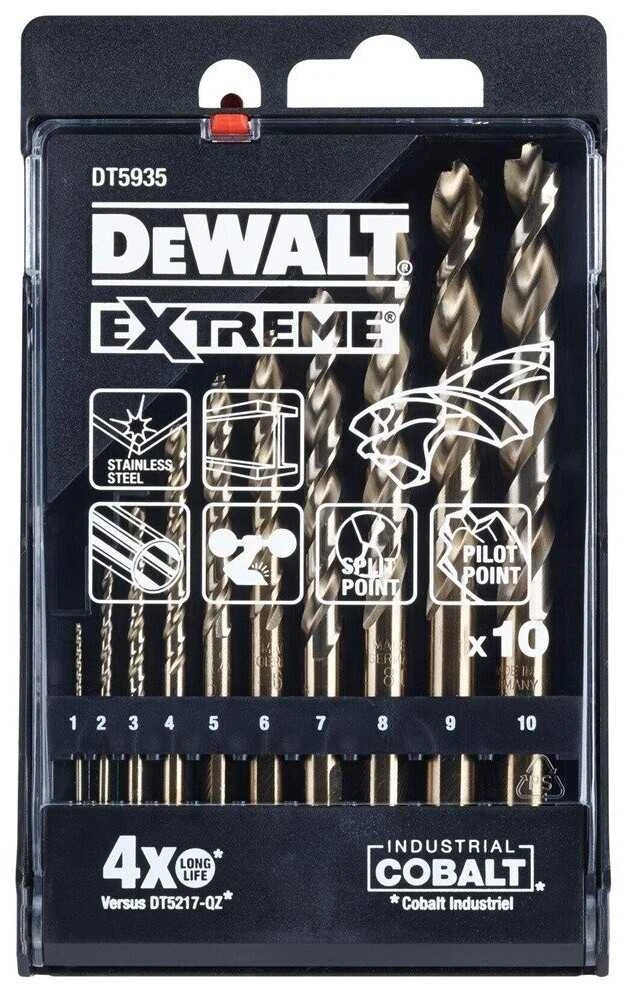 Grąžtas Grąžtų komplektas metalui DeWalt DT5935-QZ; 1-10 mm; 10 vnt.