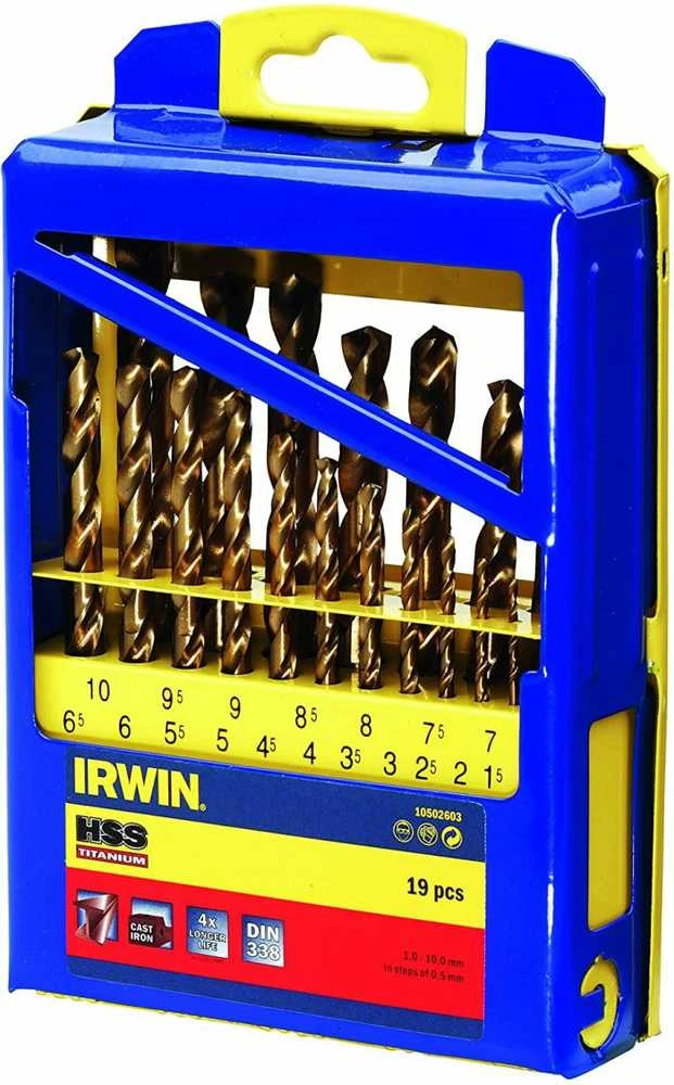 Grąžtas Grąžtų komplektas metalui Irwin HSS; 1-10 mm; 19 vnt.