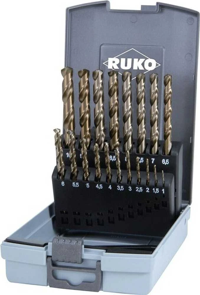 Grąžtas 19 dalių metalo grąžtų rinkinys RUKO HSS-G Co5
