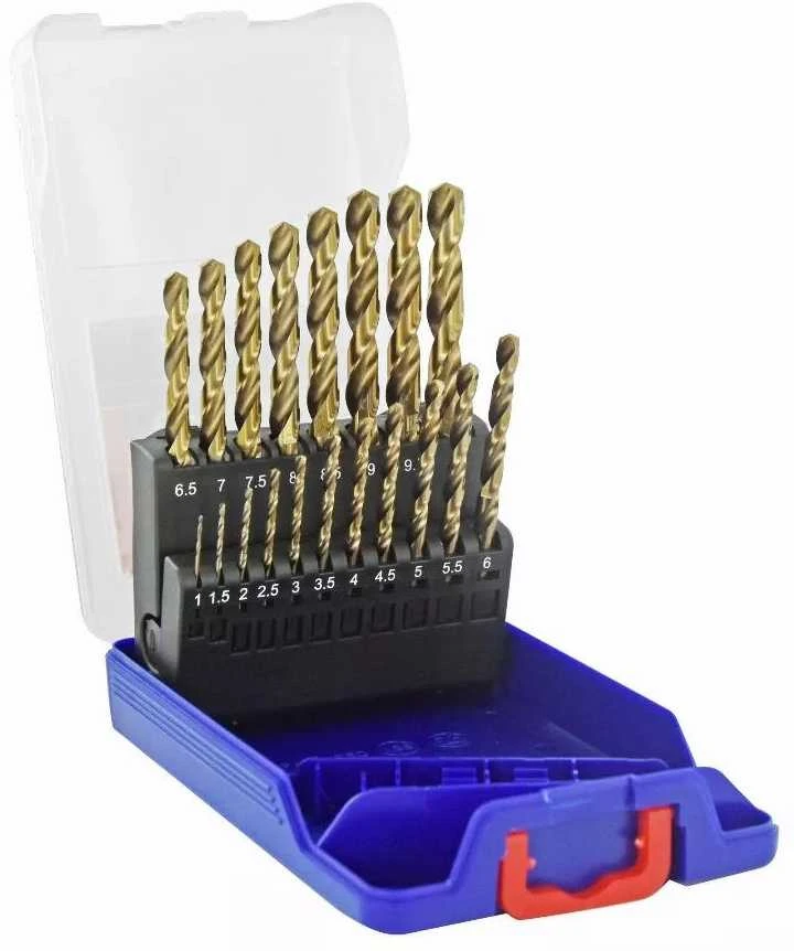 Grąžtas Tivoly Metalo grąžtų rinkinys 1-10 mm, HSS, 118°, "Split point", šlifuoti, 19vnt./kpl., T-Line
