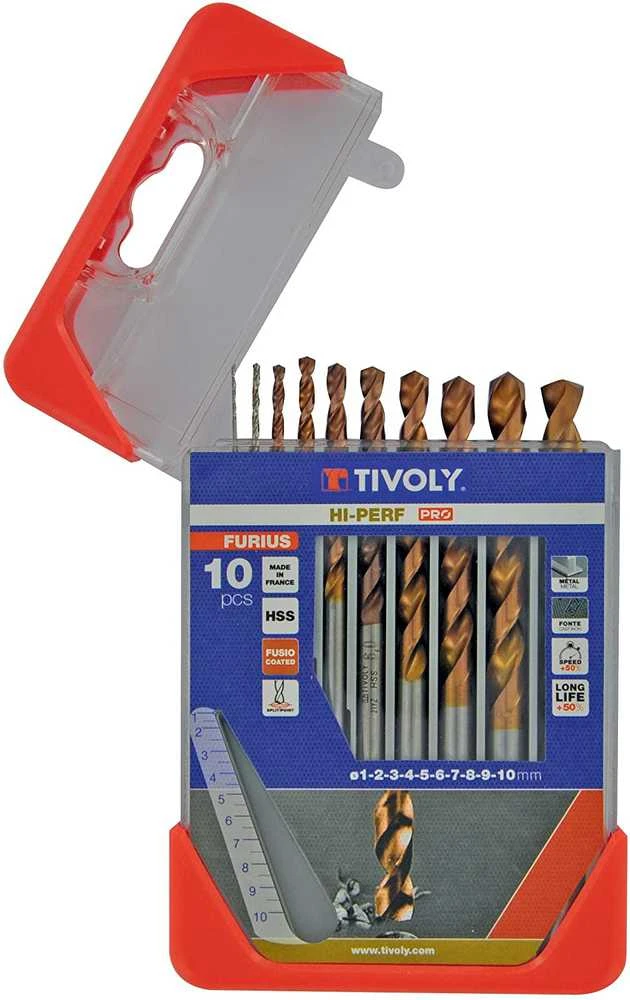 Grąžtas Tivoly Metalo grąžtų rinkinys FURIUS HSS Clipster PRO 10vnt Ø1-10mm