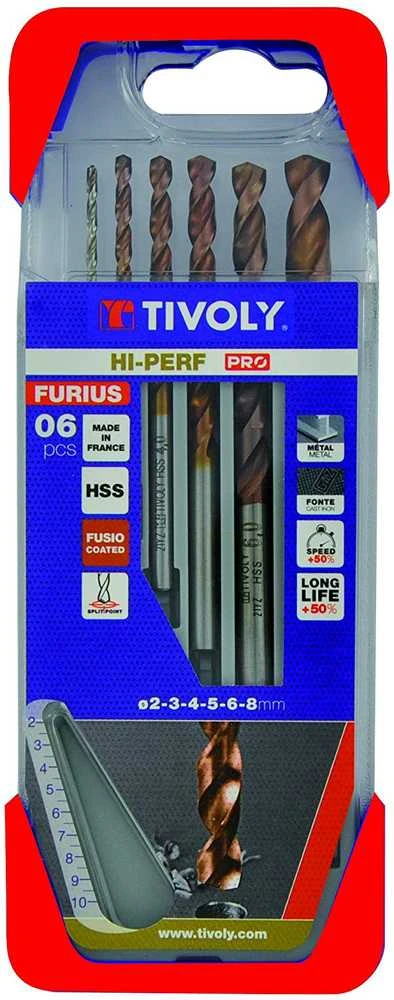 Grąžtas Tivoly Metalo grąžtų rinkinys FURIUS HSS Clipster PRO 6vnt. Ø2-8mm