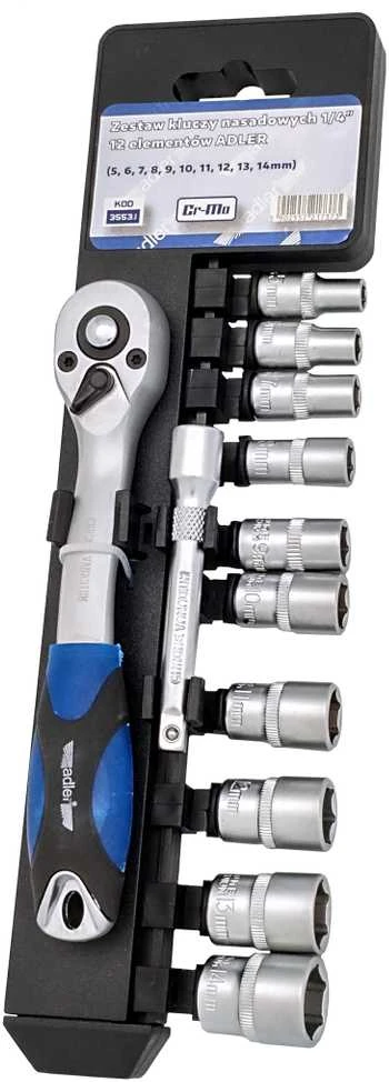 ADLER Rinkinys KLUCZY NASADOWYCH 1/4" 12 vnt