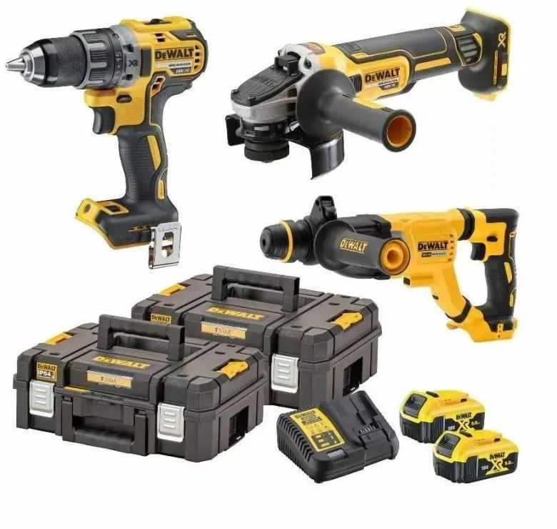 DeWalt 18V įrankių komplektas su lagaminais ir akumuliatoriais