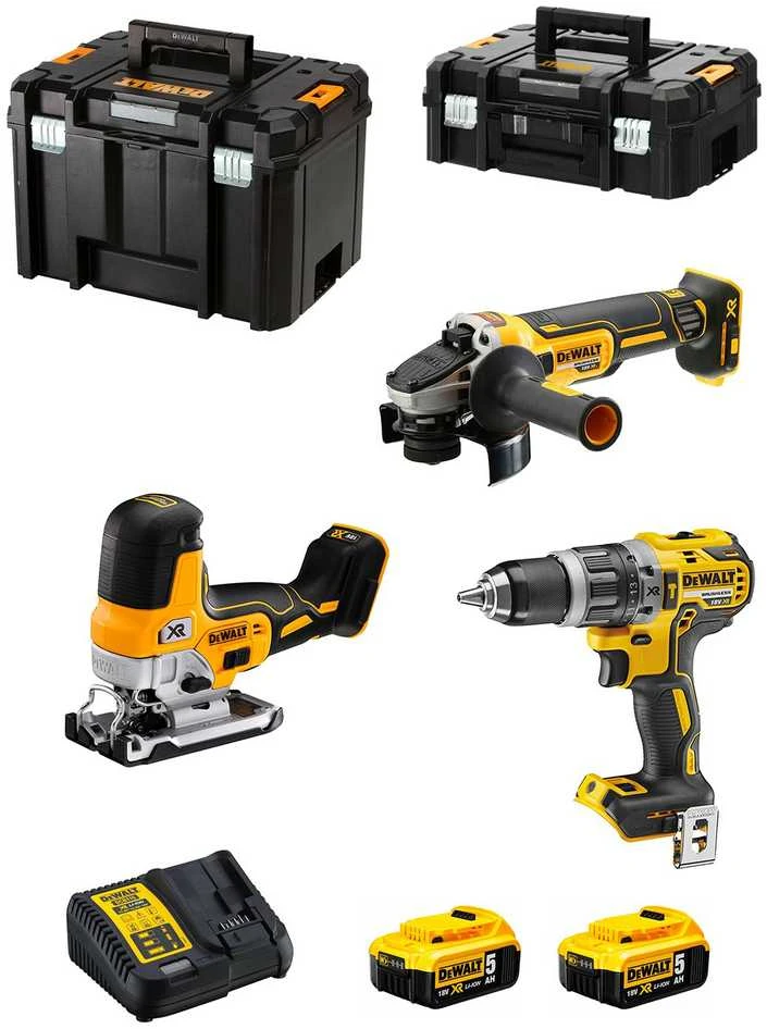 Įrankių rinkinys DeWalt DCK329P2T-QW (DCD796 + DCG405 + DCS335); 18 V; 2x5,0 Ah akum.