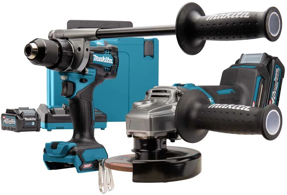 Makita DK0124G201 XGT Akumuliatorinių įrankių komplektas DF001G + GA005G + DC40RA + BL4040x2 + MAKPAC lagaminas (2 vnt Combo)