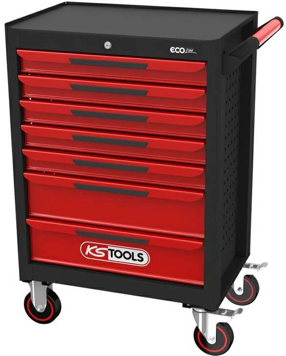 Įrankių vežimėlis ECOline, 7 stalčiai, 215 vnt, KS Tools