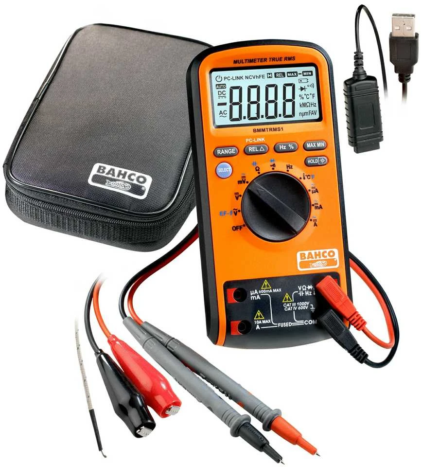 Bahco Skaitmeninis matuoklis AC/DC iki 1000V class 600 V-CATIV ir 1000 V-CATIII ; temp: -55C° to + 1000°C ; RMS ; NCV