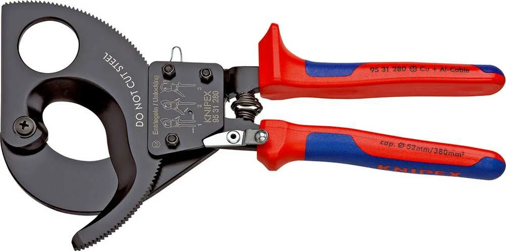 Wera Kabelių kirpimo terkšlinės žirklės Ø52mm/380mm², Knipex