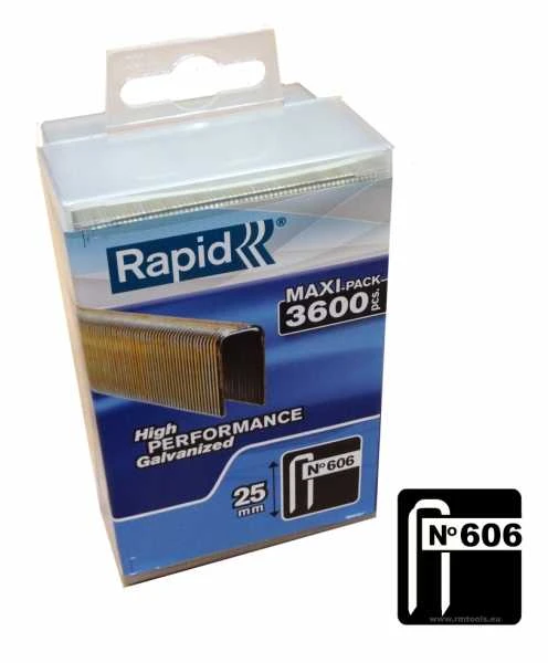 Kabės 606/12 3600vnt. 6,0x1,1mm, juodos, plastikinė pakuotė, Rapid