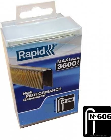 606/18 RAPID 3.6M PP Box Kabės 18mm 3600vnt Kabiamušiams R606, PBS121