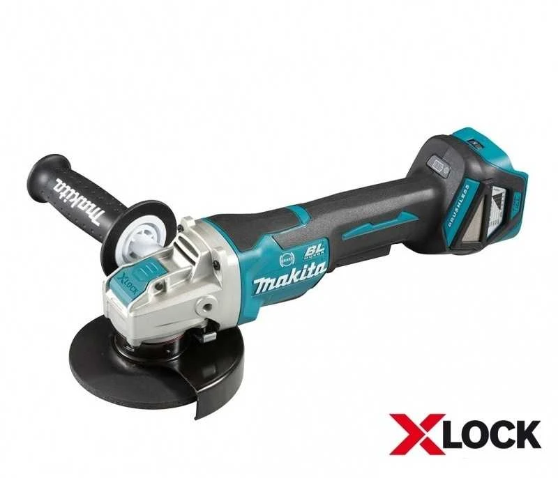 Makita DGA519Z Akumuliatorinis kampinis šlifuoklis, greičio reguliavimas 3000-8500min-1, 18V, ø125mm, X-LOCK, komplektuojama be akumuliatorių ir kroviklio!