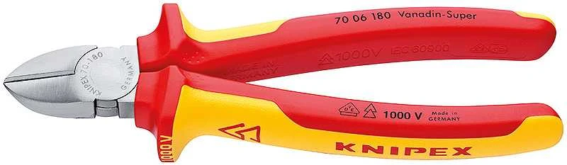 Žnyplės šoninio kirpimo VDE 180mm, Knipex