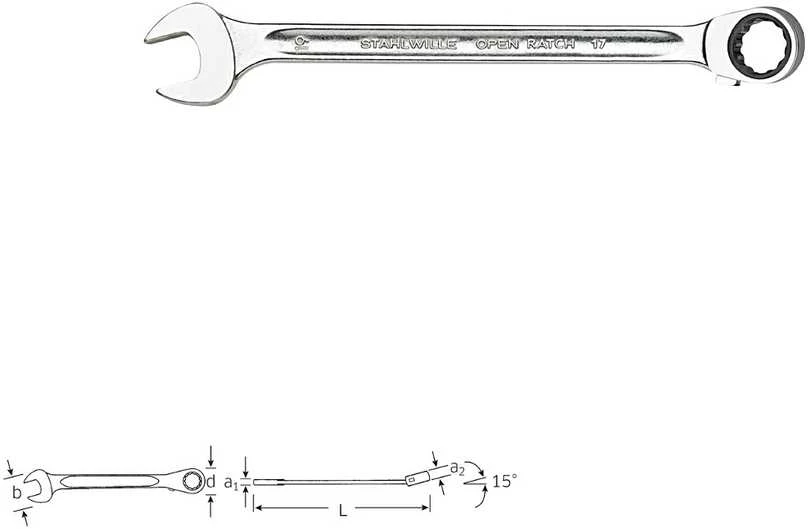 Kombinuotas raktas su terkšle Stahlwille 41171010; 10 mm