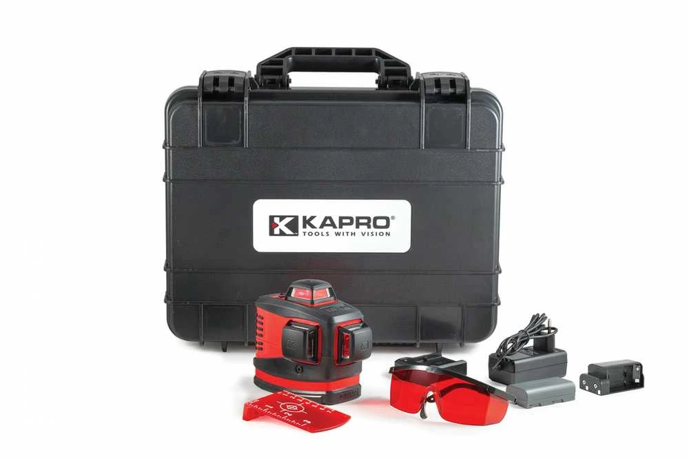 Kapro 883H 3D kryžminis lazerinis nivelyras raudonu spinduliu + sieninis laikiklis