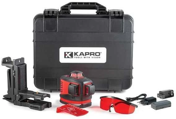 Kapro 883H 3D kryžminis lazerinis nivelyras raudonu spinduliu + sieninis laikiklis