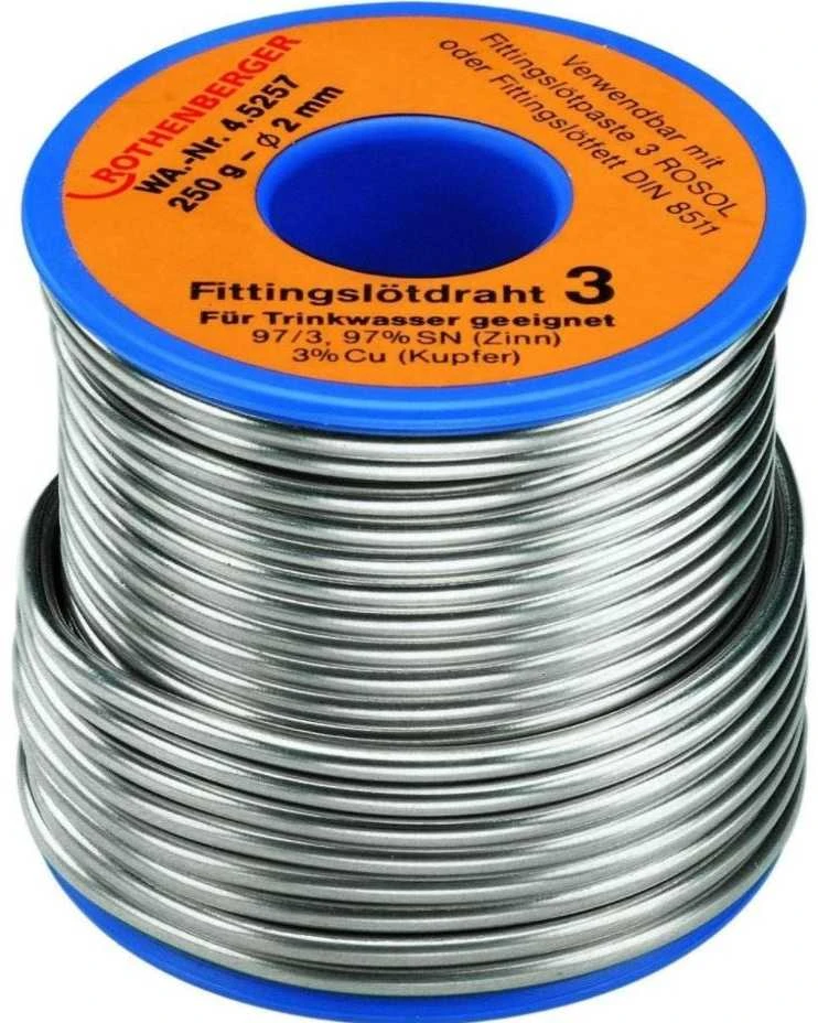 Minkšto litavimo viela ROSOL 3 2mm 250g, Rothenberger