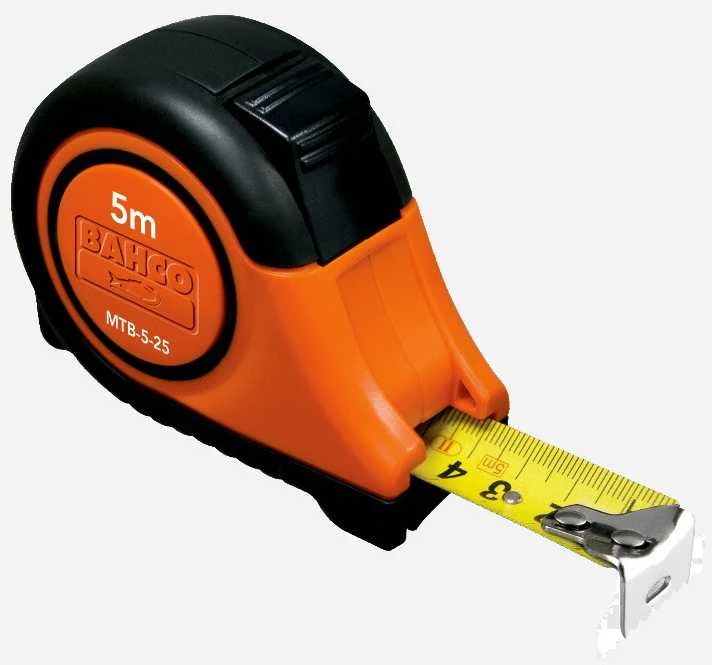 Ruletė Bahco MTB 5m x 25mm su aut. stabdžiu gumuota, magnetas