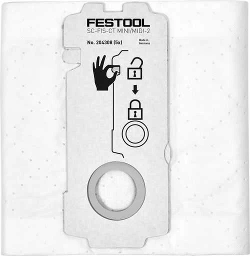 Medžiaginis dulkių maišelis Festool SC-FIS-CT MINI/MIDI-2/5; 5 vnt.