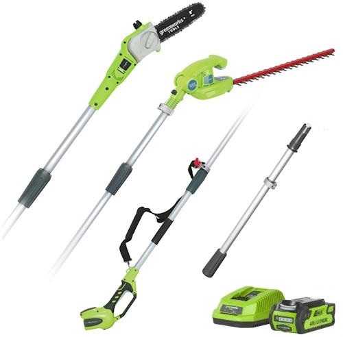 Greenworks akumuliatorinis teleskopinis pjūklas ir gyvatvorių žirklės 2 viename 40 V 1300607UA