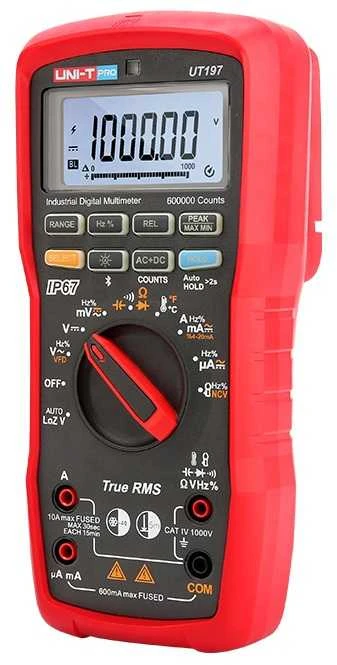 Pramoninis multimetras, 1000V AC/DC, 10A AC/DC, 60MOm; 60mF; 1MHz; 1000C, TRMS, IP67, Bluetooth, CAT IV 1000V ir CAT III 1500V, UNI-T