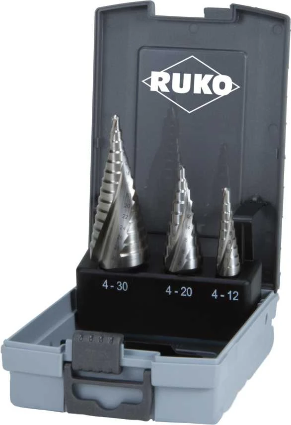 Grąžtas 3 pakopinių grąžtų rinkinys RUKO HSS Quick cut Ø4-30mm
