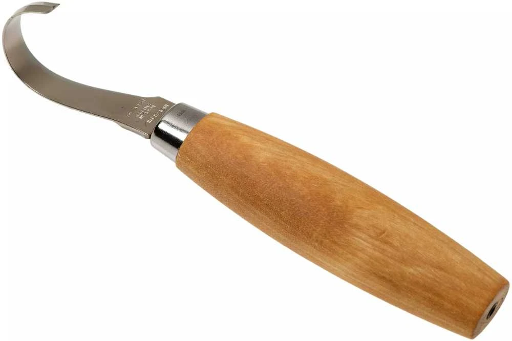 Medžio drožinėjimo peilis Morakniv 164, 13mm nerūdijančio plieno geležtė, odinis dėklas, kairiarankiams